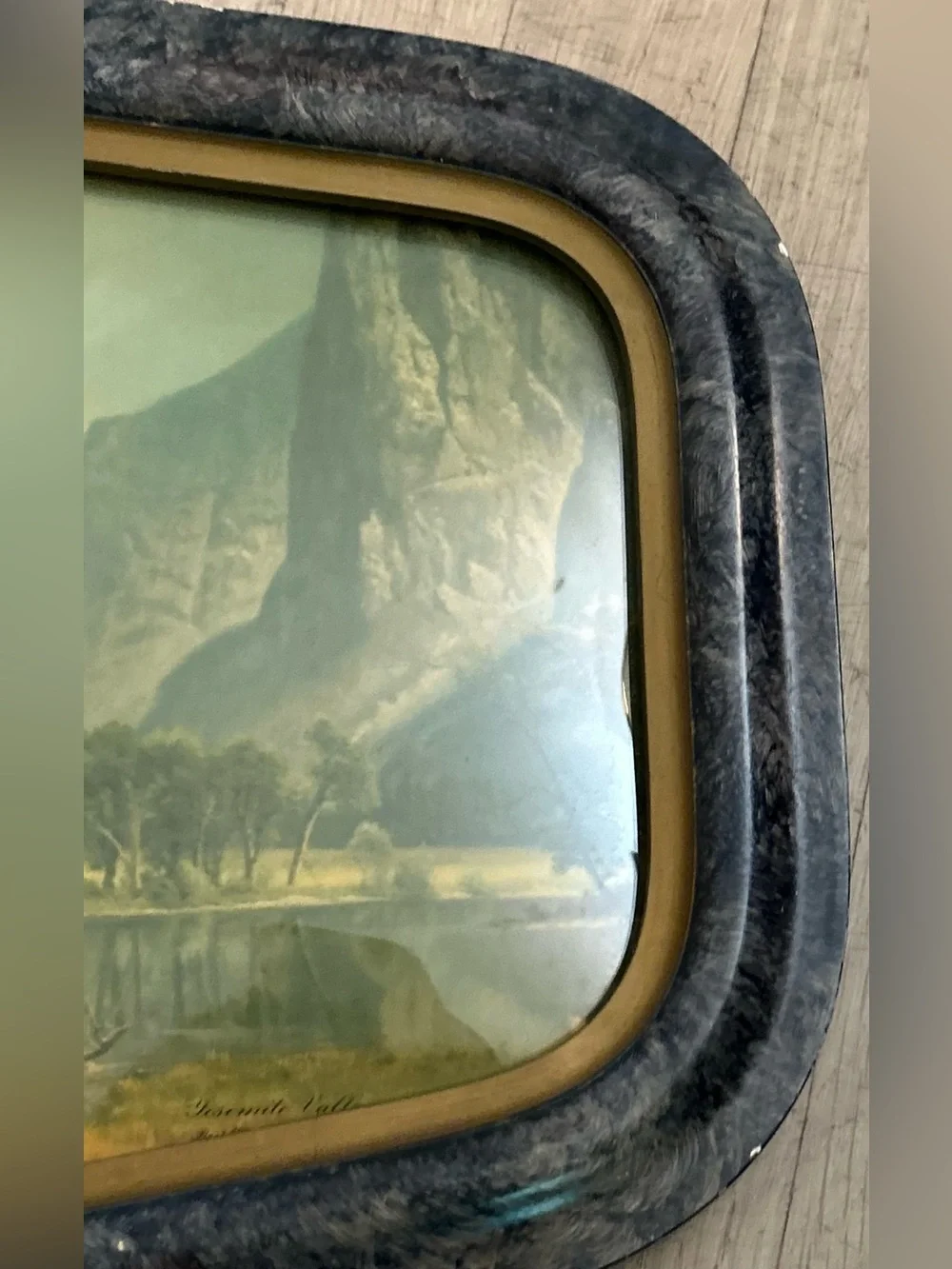 True Vintage Early 1900's Landscape Wall Art-Framed Yosemite Mountain Lake Print